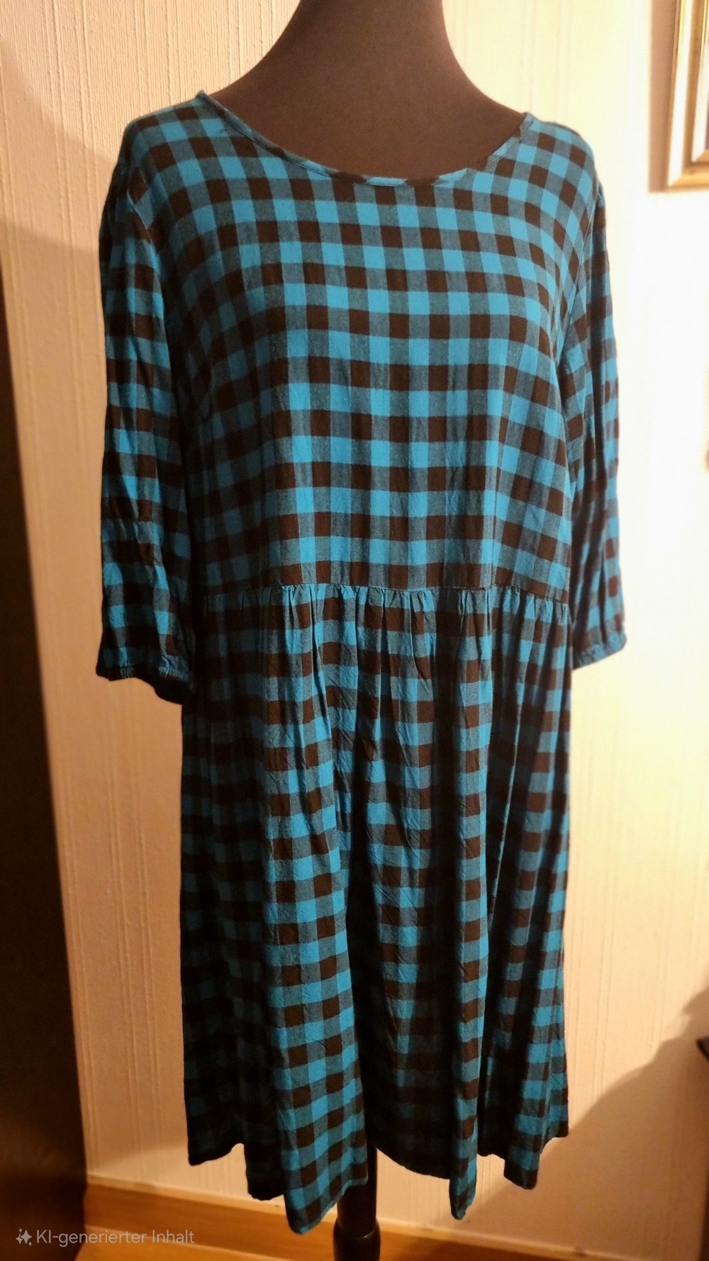 Kleid Mini 46 von Yours schwarz petrol kariert Vichykaro