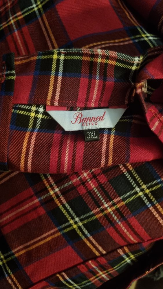 Banned Retro 3XL Midi Rock Schottenrock Latzrock rot