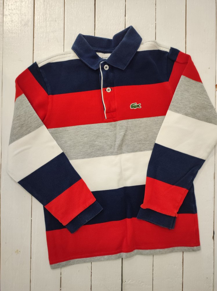 Lacoste Gestreiftes Longsleeve Polo-Shirt Gr. 128 (8 Jahre)