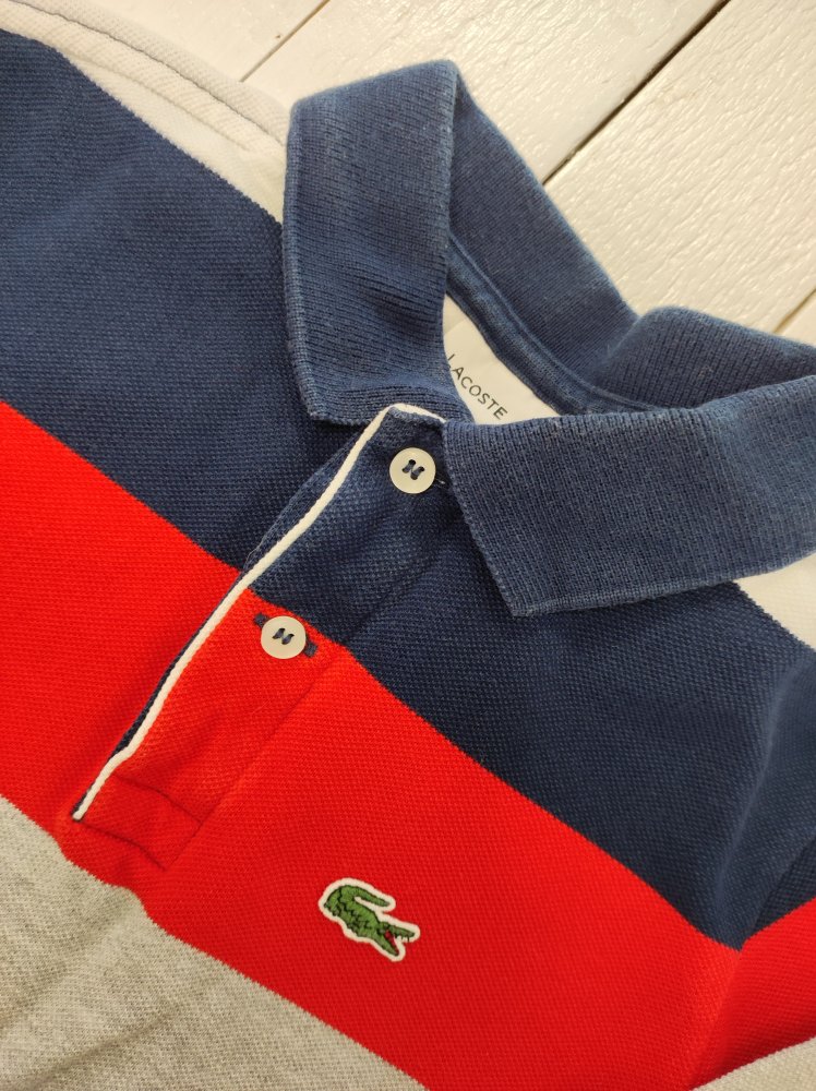 Lacoste Gestreiftes Longsleeve Polo-Shirt Gr. 128 (8 Jahre)