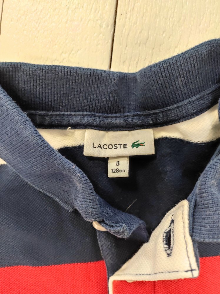 Lacoste Gestreiftes Longsleeve Polo-Shirt Gr. 128 (8 Jahre)