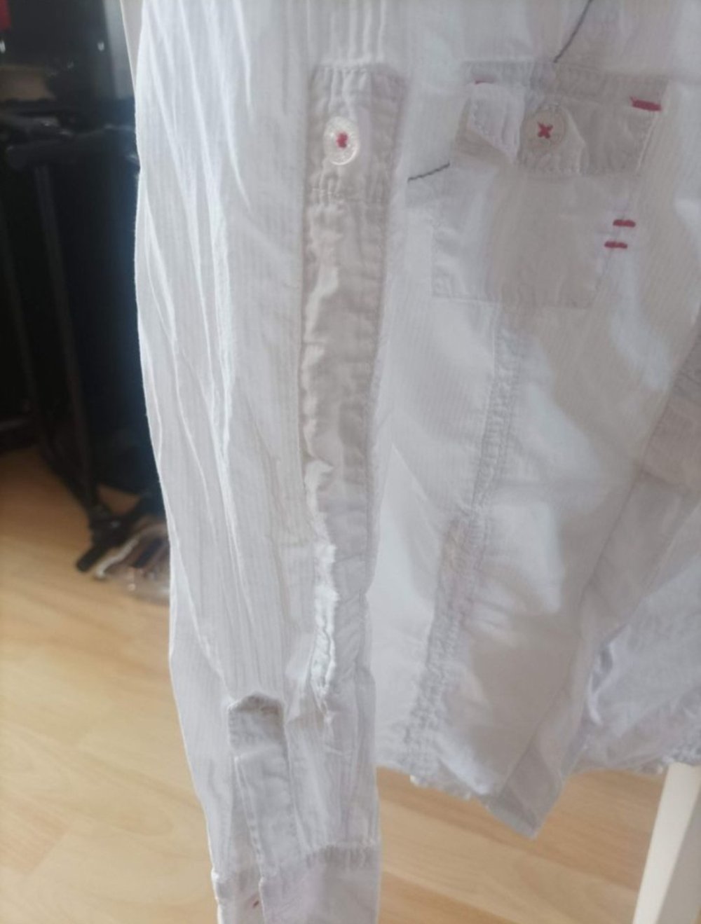 *** Esprit Bluse Gr.122/128/XS Hemd weiß rot ***