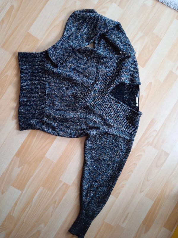 Vintage-Strickpulli, schwarz, glitzernd Gr. S/M (38)
