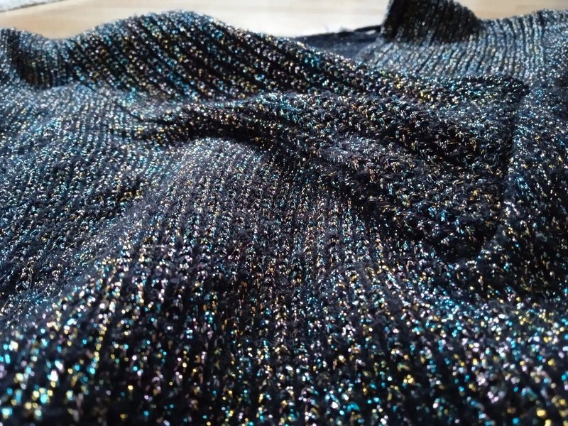 Vintage-Strickpulli, schwarz, glitzernd Gr. S/M (38)