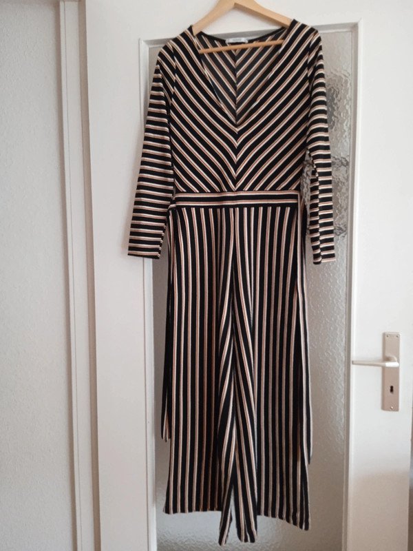 Jumpsuit / Overall schwarz m. Streifen Gr. 38 (M) von Pull & Bear