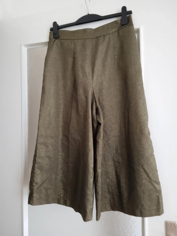 Festliche Culotte, Hose mit weitem Bein, goldschimmernd, Gr. 38