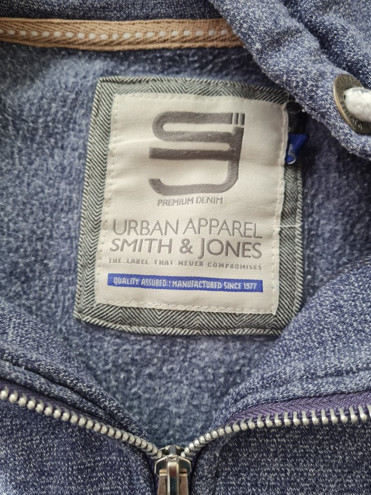 Sweatjacke für Herren Smith&Jones Größe M blau mit Kapuze