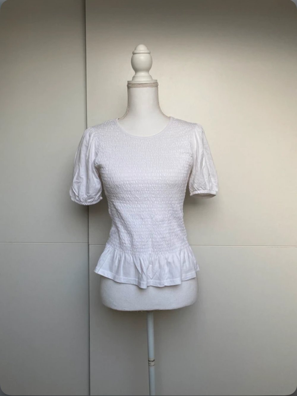 Shirt Weiß Viktorianisch Bluse Puffärmel Gesmokt Baumwolle Sommer Frühling New Look