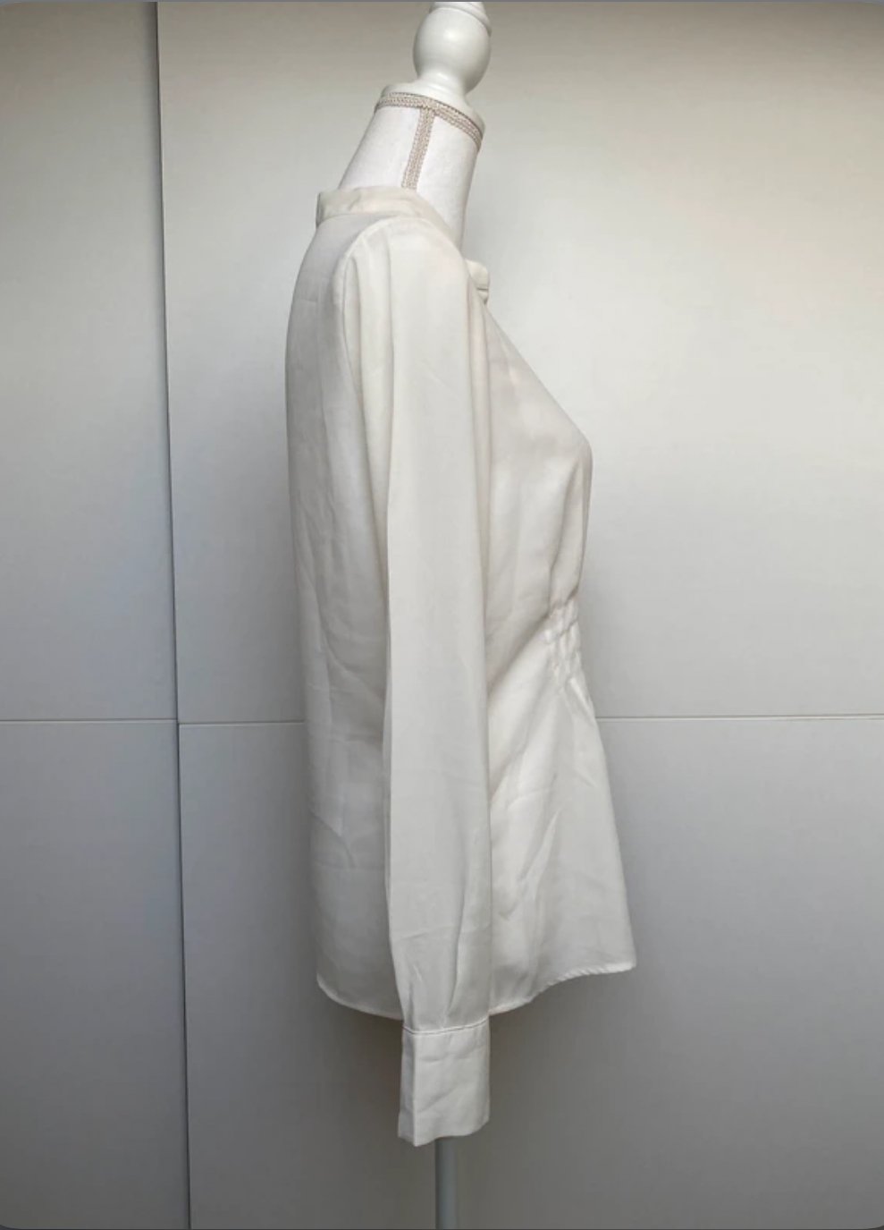 Bluse Transparent Hemd Tailliert Taille Creme Weiß Biedermann Klassiker Büro Mango Suit