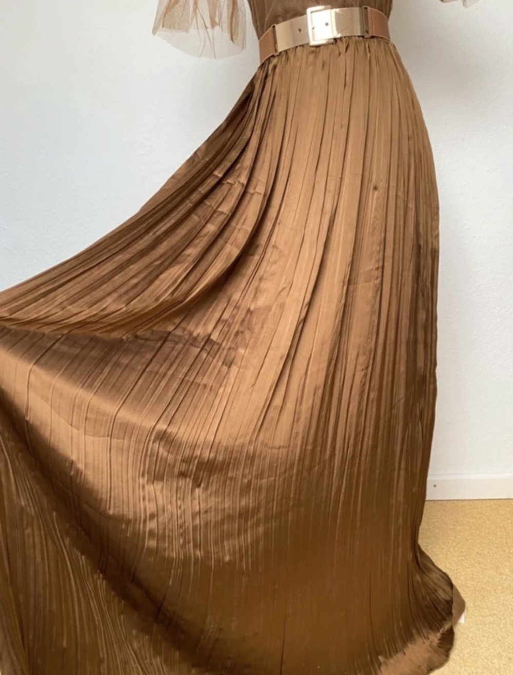 Abendkleid Hochzeit Abschlussball Ballkleid Bronze Tüll Plissee Jijil Italienische Mode