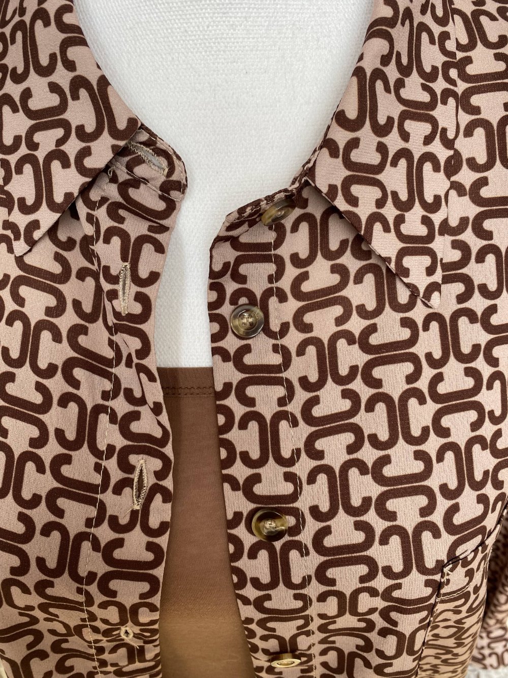 Hemd Bluse Überhemd Jacke Fließend Leich Muster Brauntöne Mocca Seidig Braun In The Style