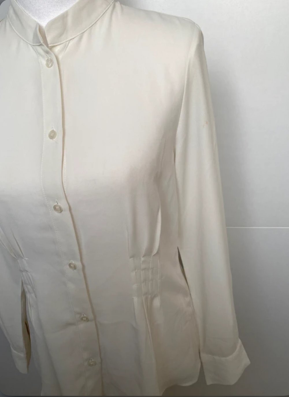 Bluse Transparent Hemd Tailliert Taille Creme Weiß Biedermann Klassiker Büro Mango Suit