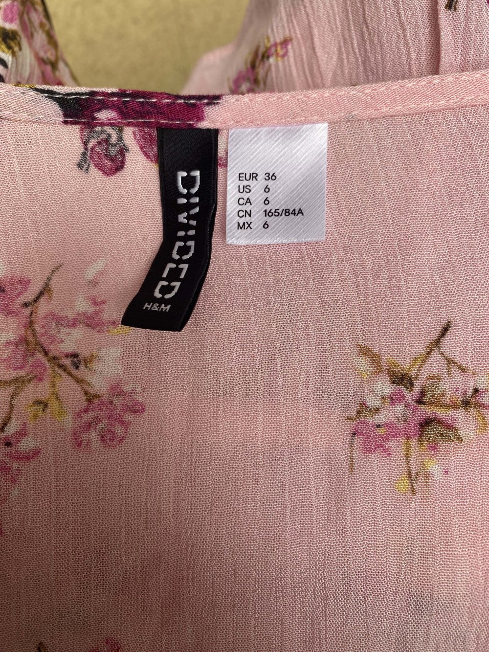 Bluse Tunika Top Rüschen Knöpfe Blumen Muster Kirschblüte Japan Rosa Rose H&M
