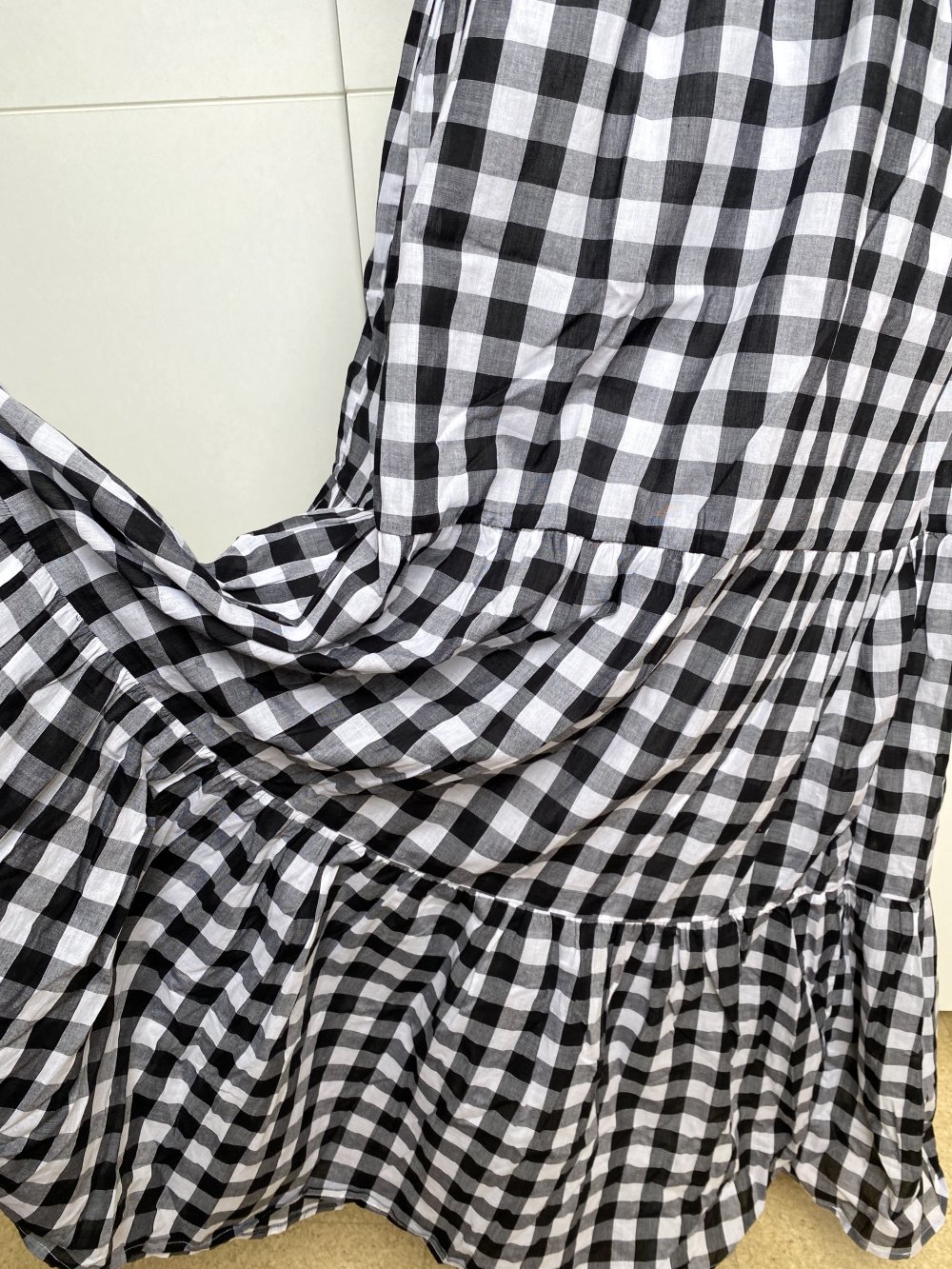 Sommerkleid Maxi Kleid Picknick Muster Vichy Karo kariert Sommer Schleifen Stradivarius