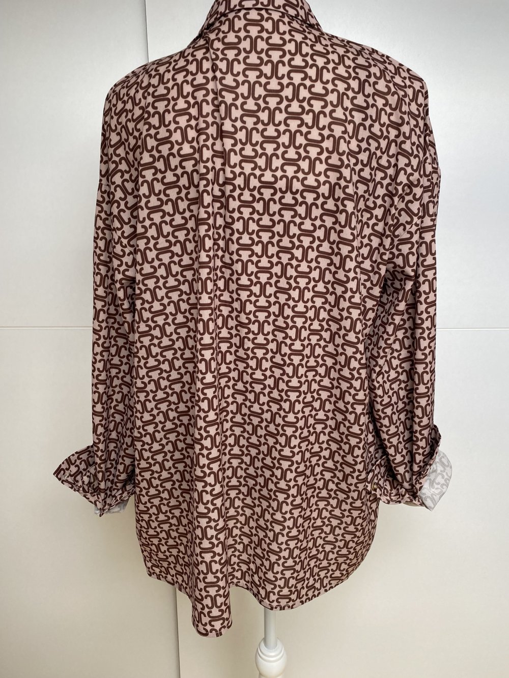 Hemd Bluse Überhemd Jacke Fließend Leich Muster Brauntöne Mocca Seidig Braun In The Style