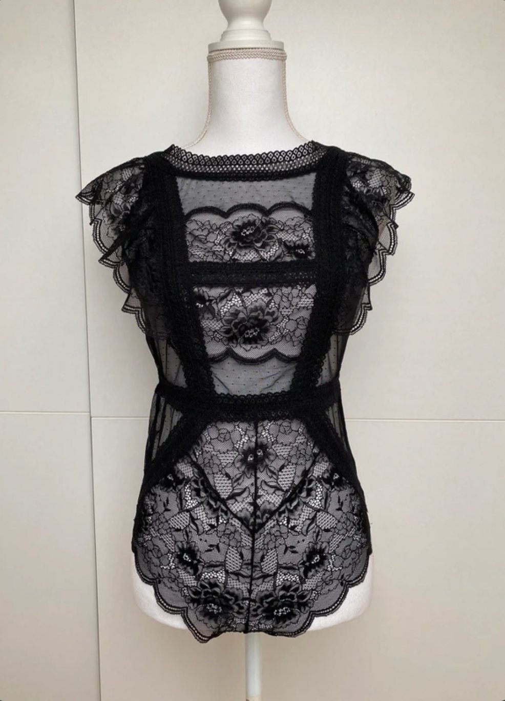 Body Lingerie Neglige Spitze Schwarz Party Blumen Muster H&M