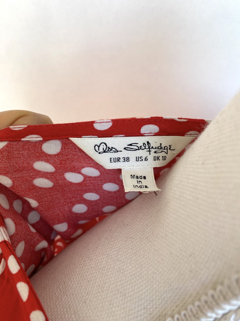 Bluse Boho Hippie Vintage Rot Weiß Punkte Polka Dots Trompetenärmel Sommer Miss Selfridge