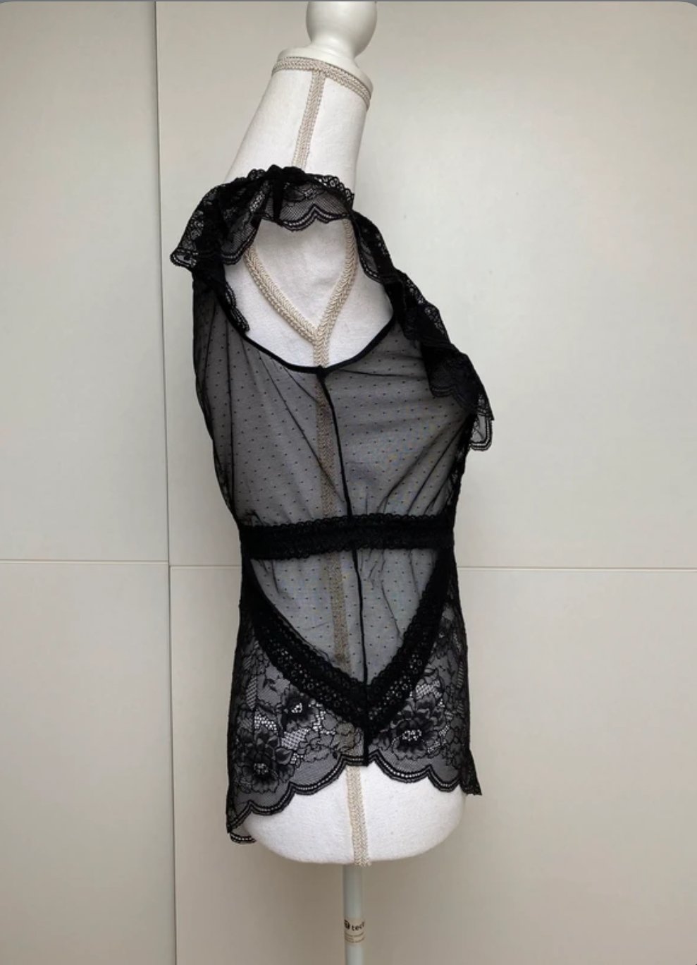 Body Lingerie Neglige Spitze Schwarz Party Blumen Muster H&M