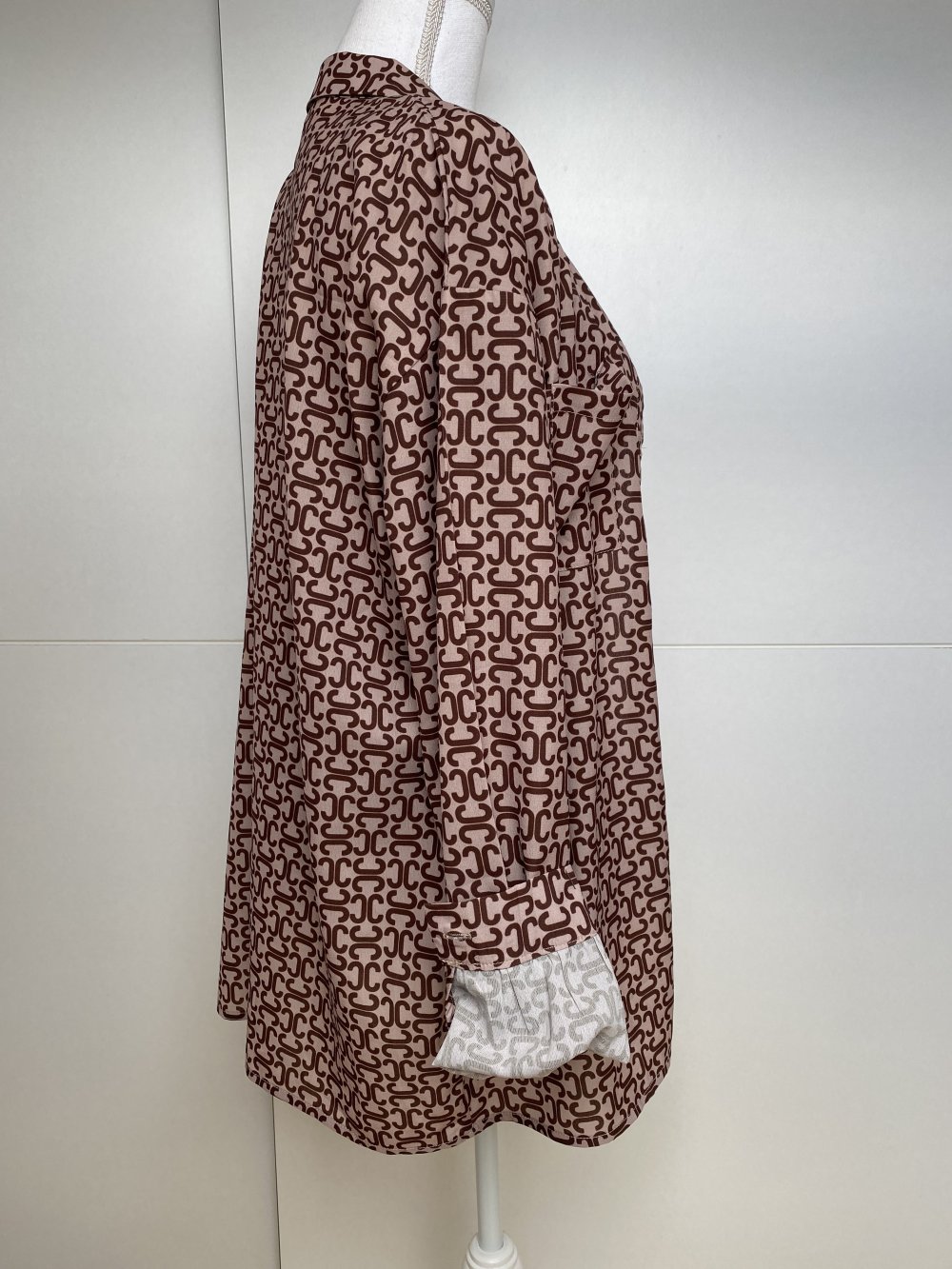 Hemd Bluse Überhemd Jacke Fließend Leich Muster Brauntöne Mocca Seidig Braun In The Style