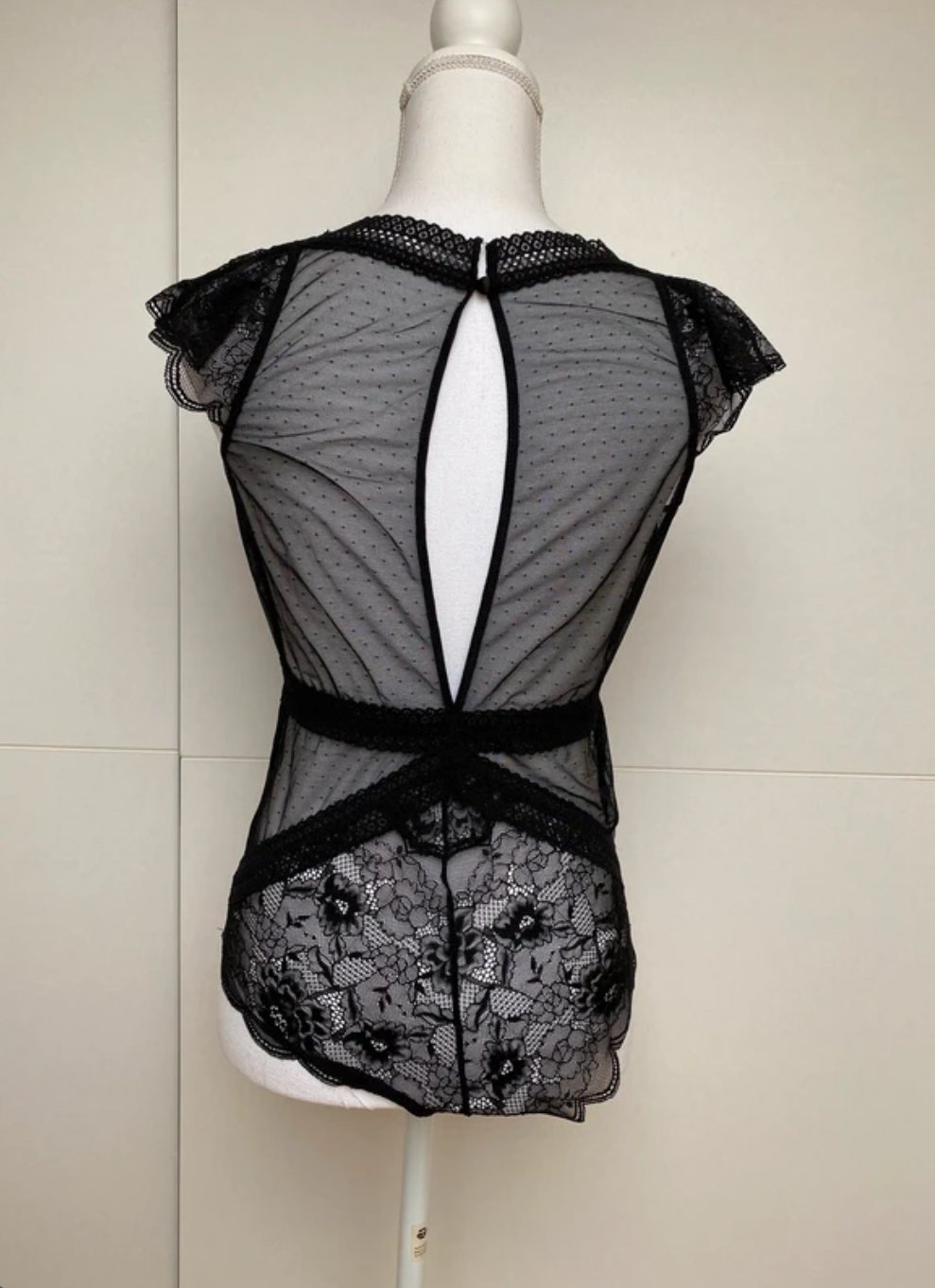 Body Lingerie Neglige Spitze Schwarz Party Blumen Muster H&M