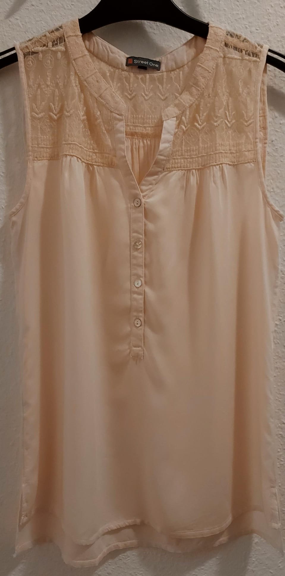 Damen Bluse, Ärmellos, helles Rose mit orangefarben, Street One, Gr. 36