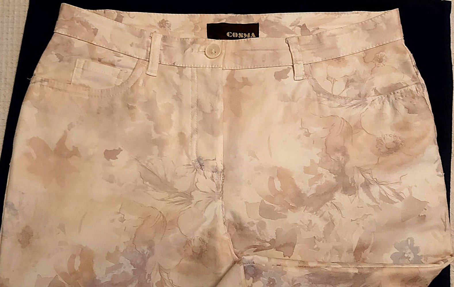 Naturweiße Damen Hose Cosma mit Blumenmuster, Größe 38/40 bzw. M