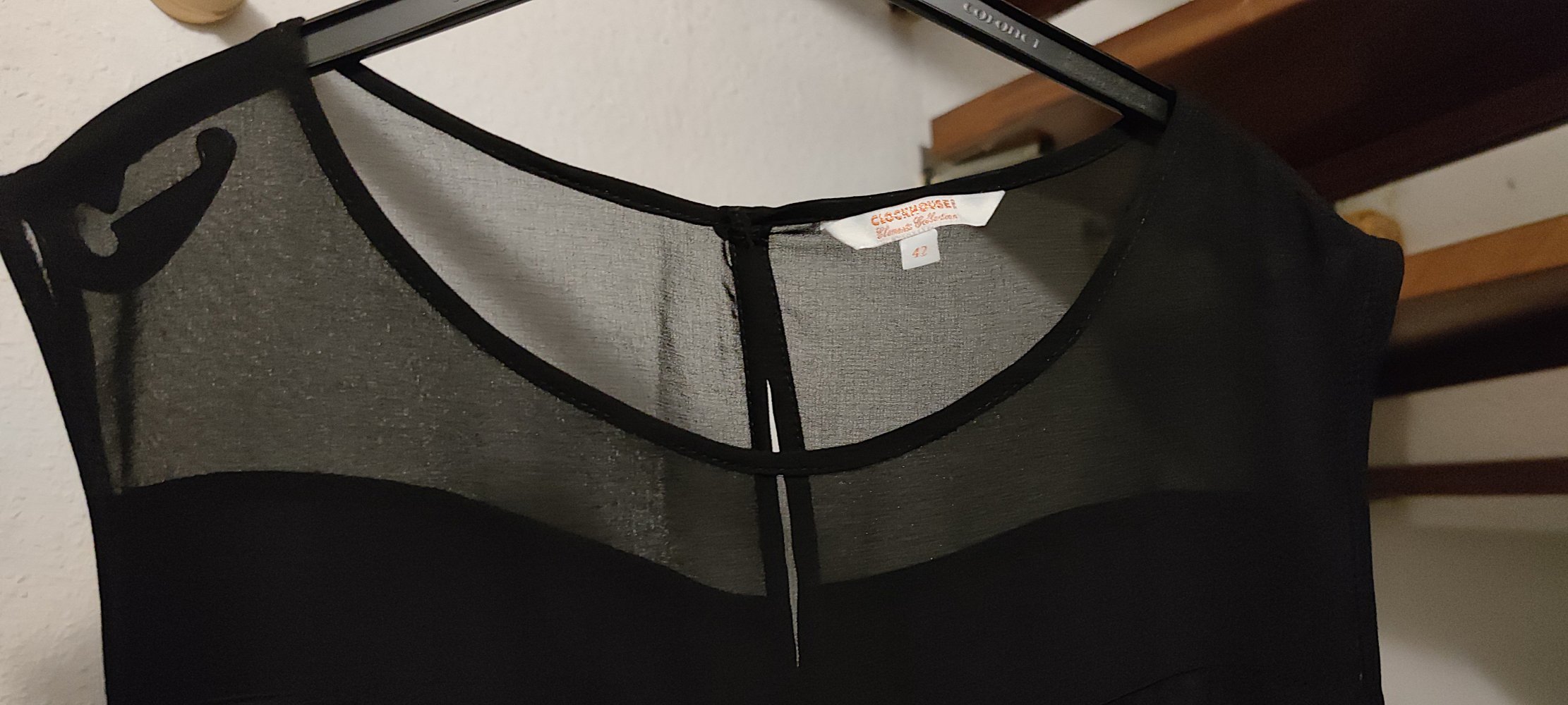 Damen Overall schwarz, teilweise transparent, Größe 42