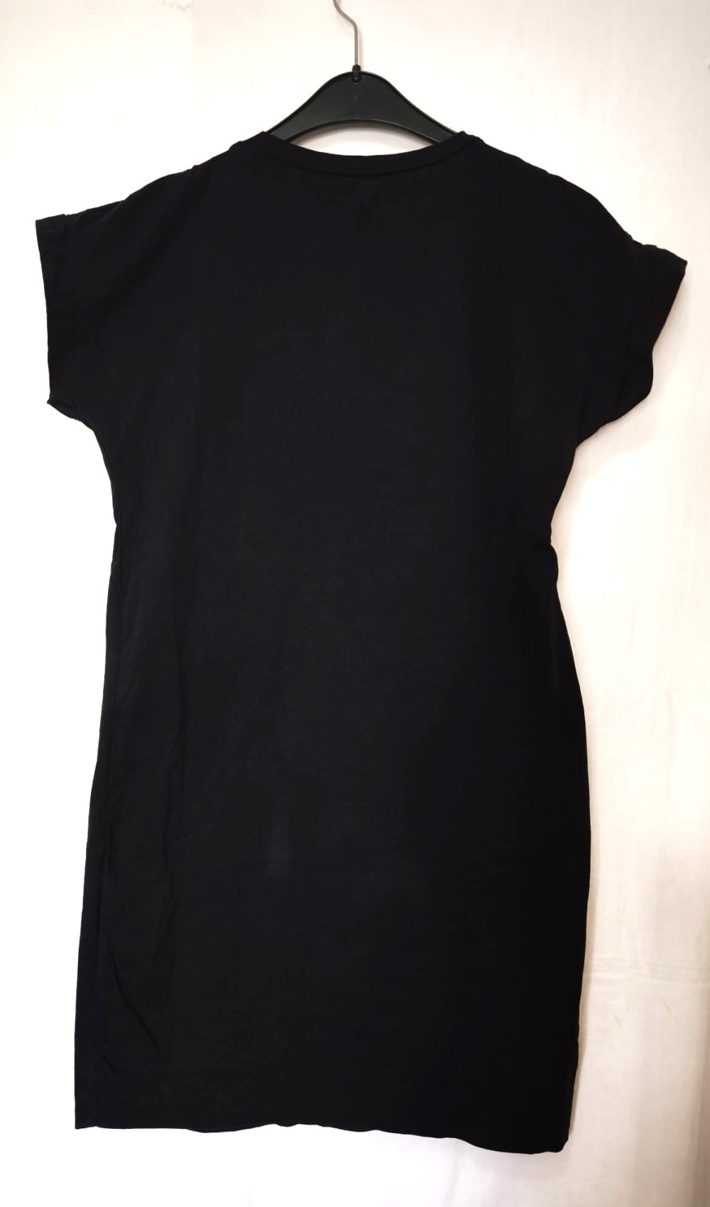 Damen Kleid, schwarz mit großem aufgenähtem Stoffbild, Gr. XS