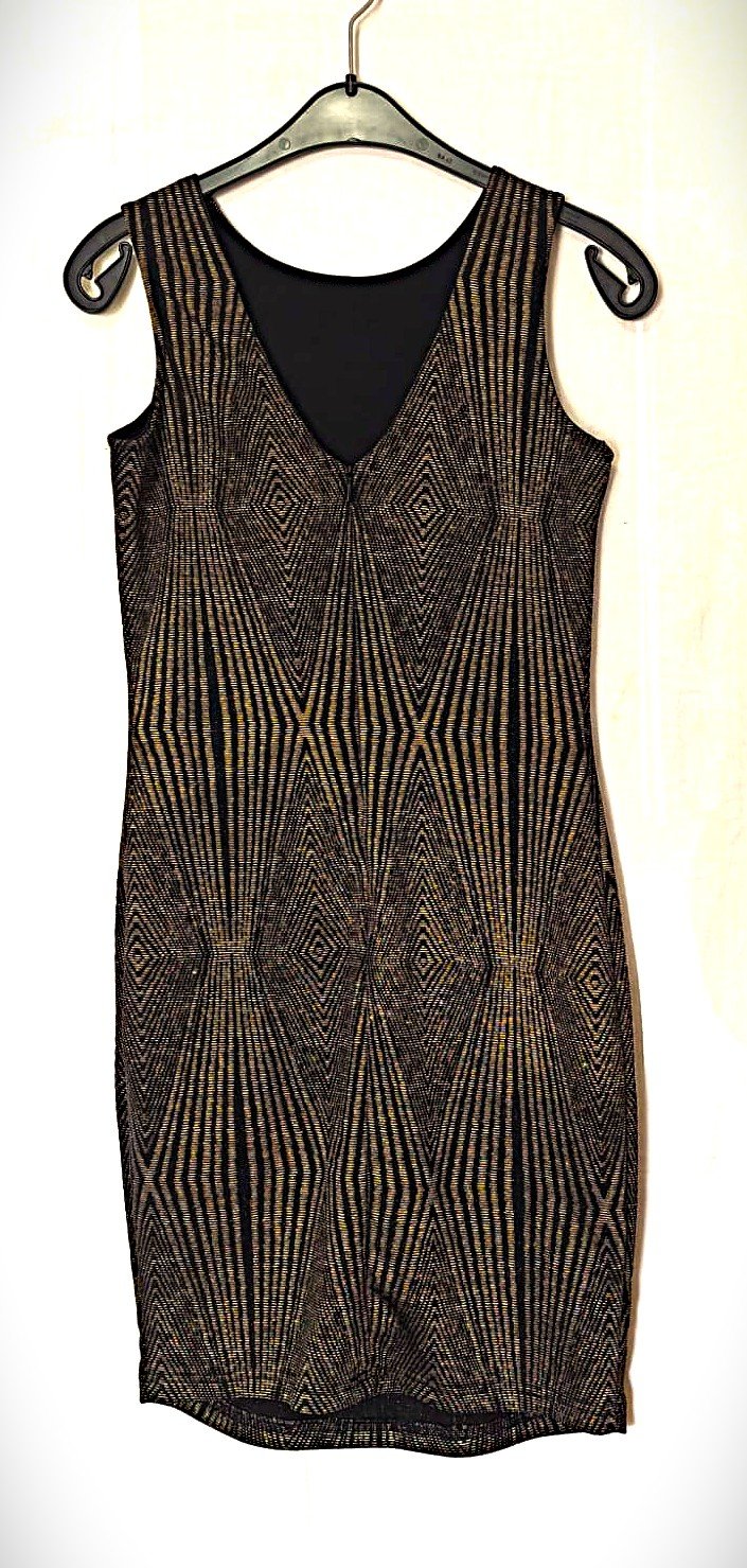 Damen Kleid, schwarz mit Goldfarbenen Streifen, Incity, Gr. 42