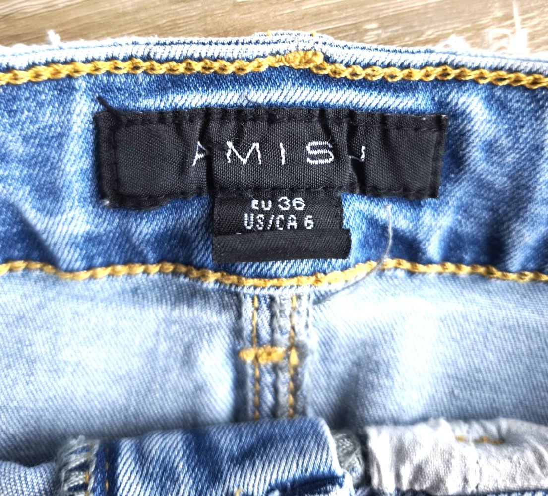 Damen Jeans Rock Amisu, hellblau mit Perlen, Gr. 36