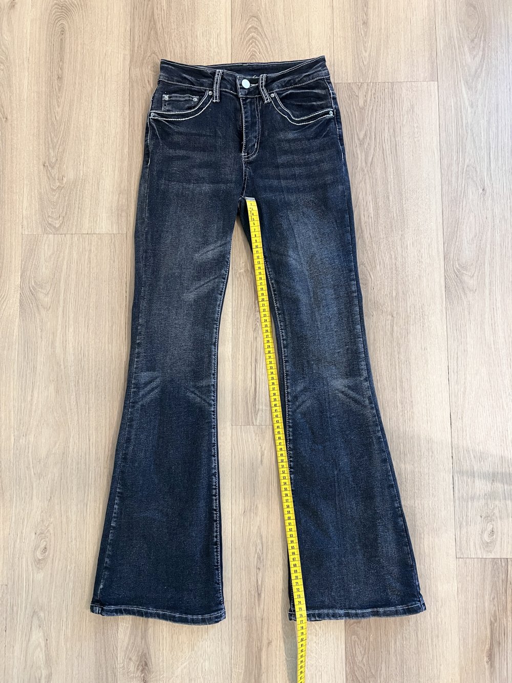 Sexy Damen Y2K Mid Waist Jeans Denim Bootcut Schlaghose Glitzer XS