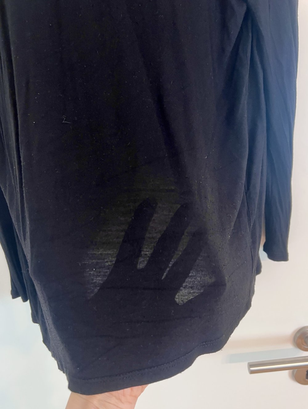 Damen Basic Asymmetrischer offener luftiger Cardigan schwarz S/36