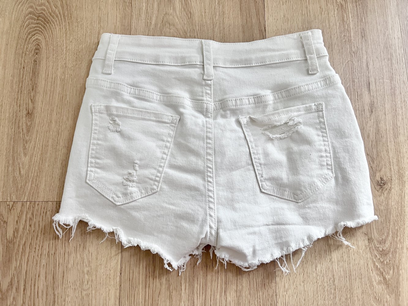 Sexy Damen High Waist Jeans Denim Hotpants Shorts Weiß XS/34