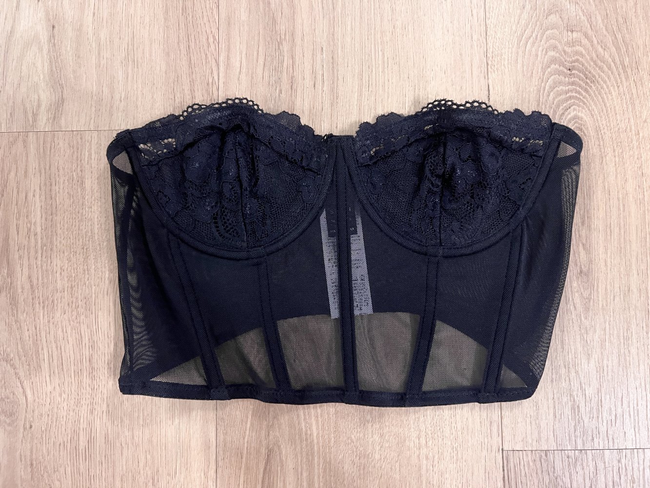 Sexy Damen Y2K Bandeau Tube Korsett Crop Top Lingerie Style Spitze Mesh S/36