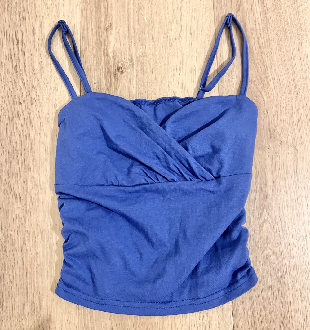 Sexy Damen Basic Camisole cropped Spaghettiträger Top Königsblau Y2K XS