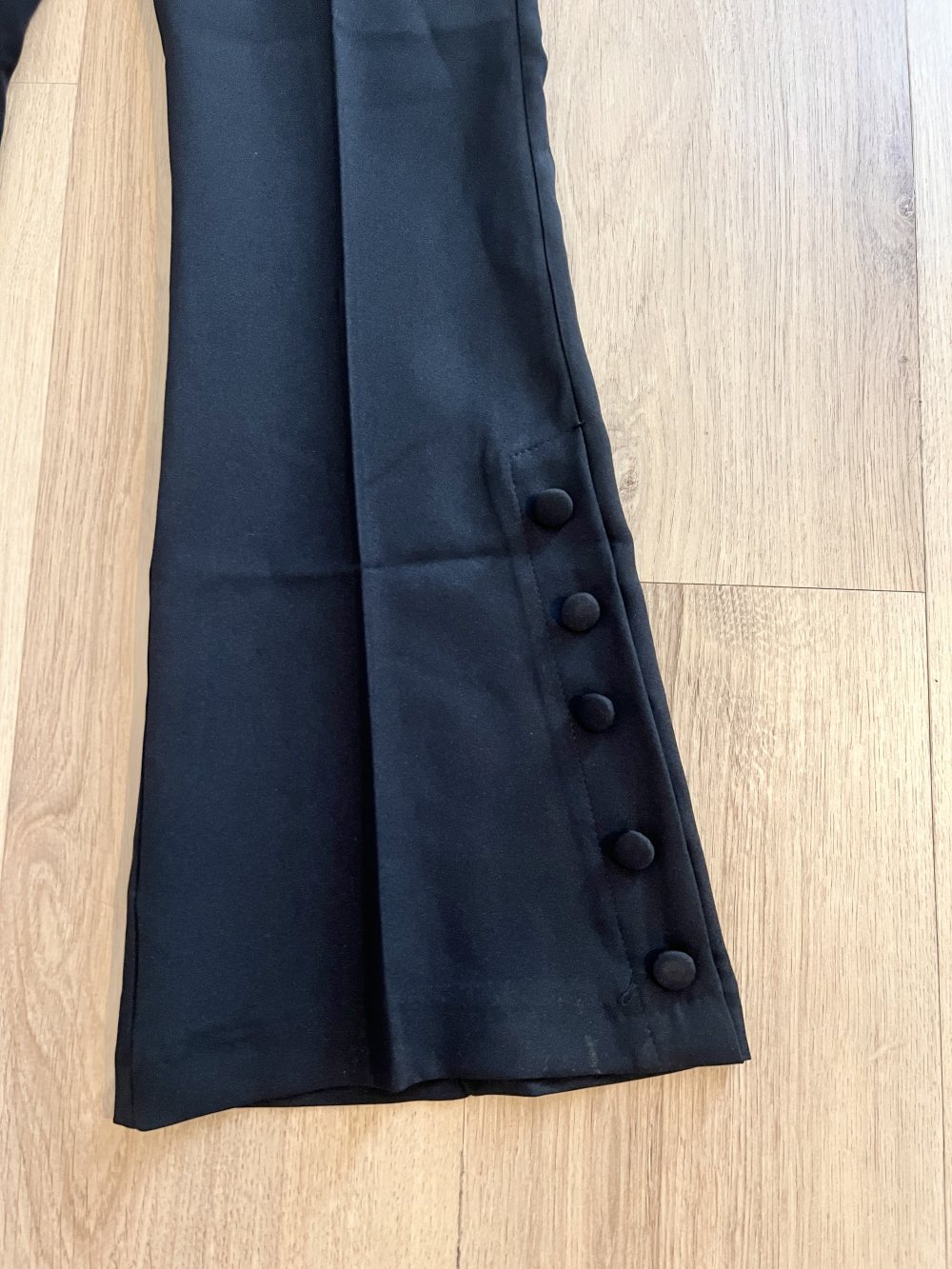 Sexy Elegante Damen High Waist Schlag-Anzughose Bügelfalten Dekoknöpfe S/36