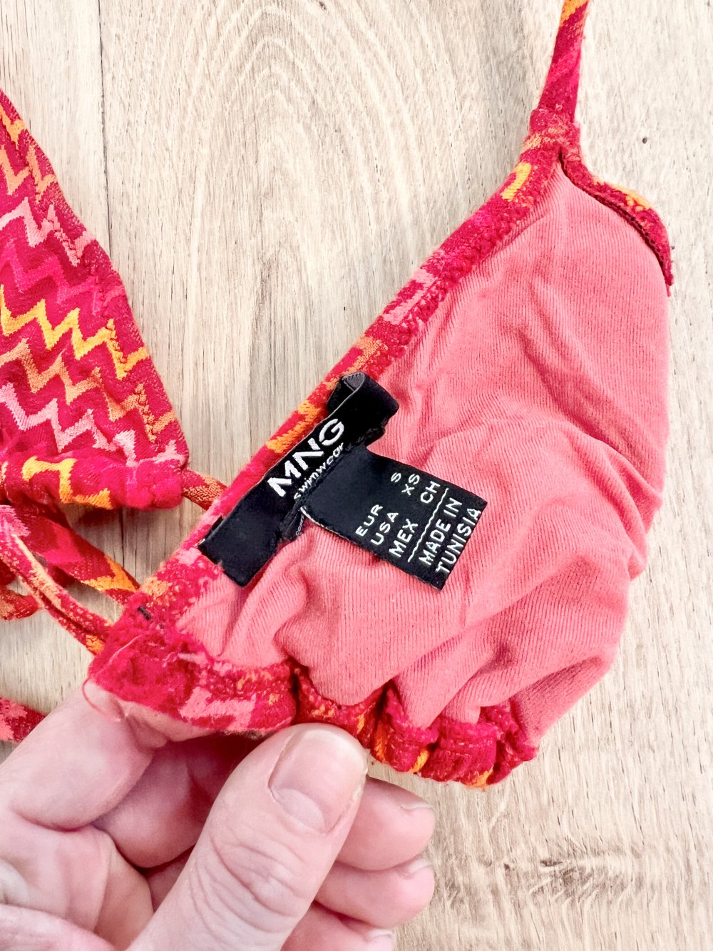 Damen Retro ZickZack gestreifter Hippie Bikini Set Rot Mango Swimwear XS/S