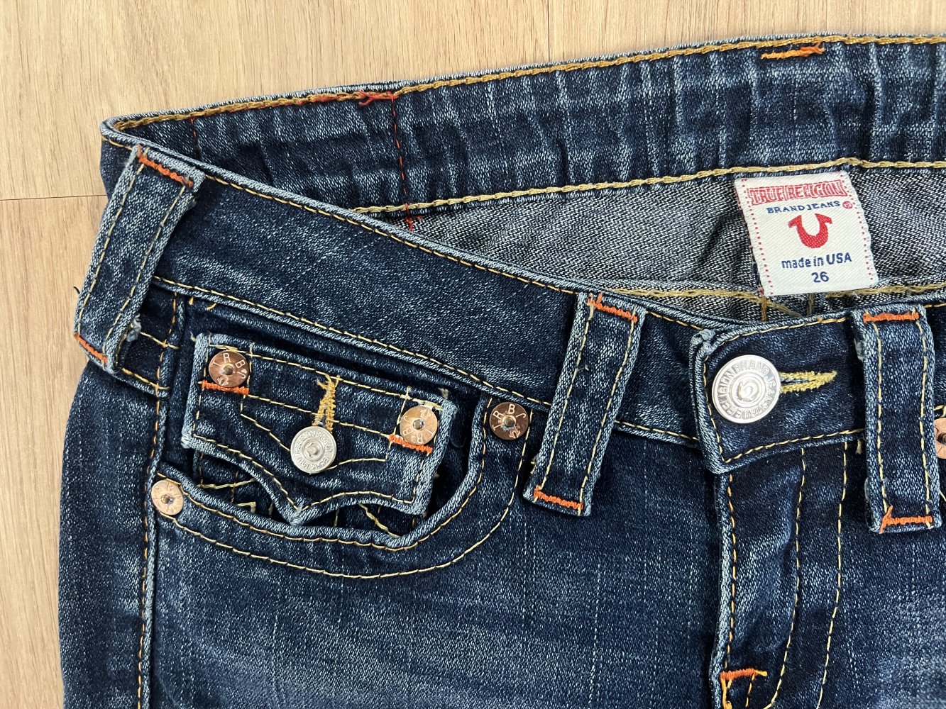 Sexy True Religion vintage original Low Waist Röhre & Skinny Fit Jeans Flap Pockets W26/L32