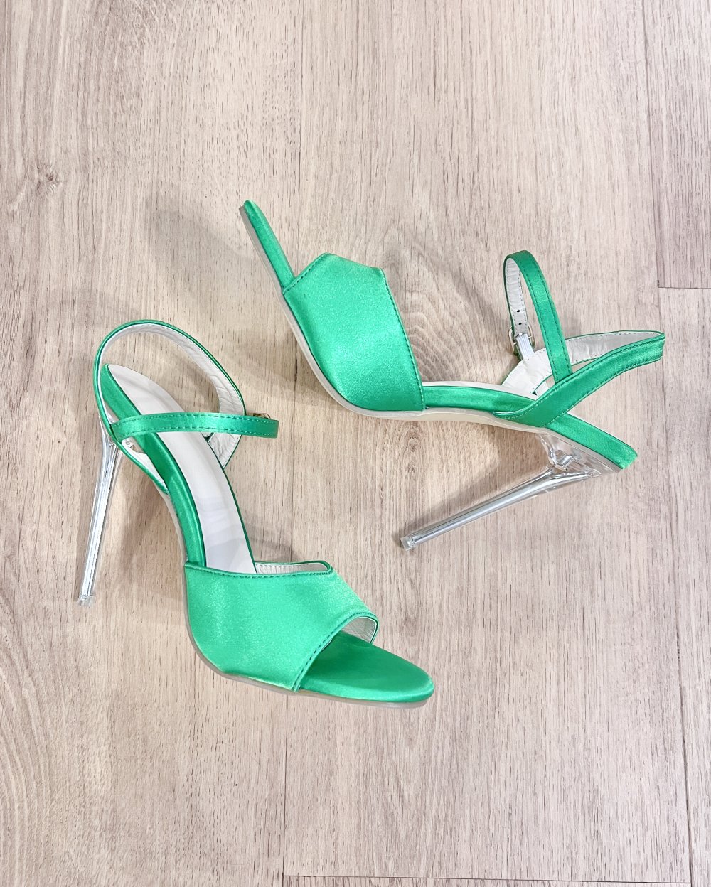 Sexy Damen Satin Knallig grüne High Heels 12,5cm Stilettos 37