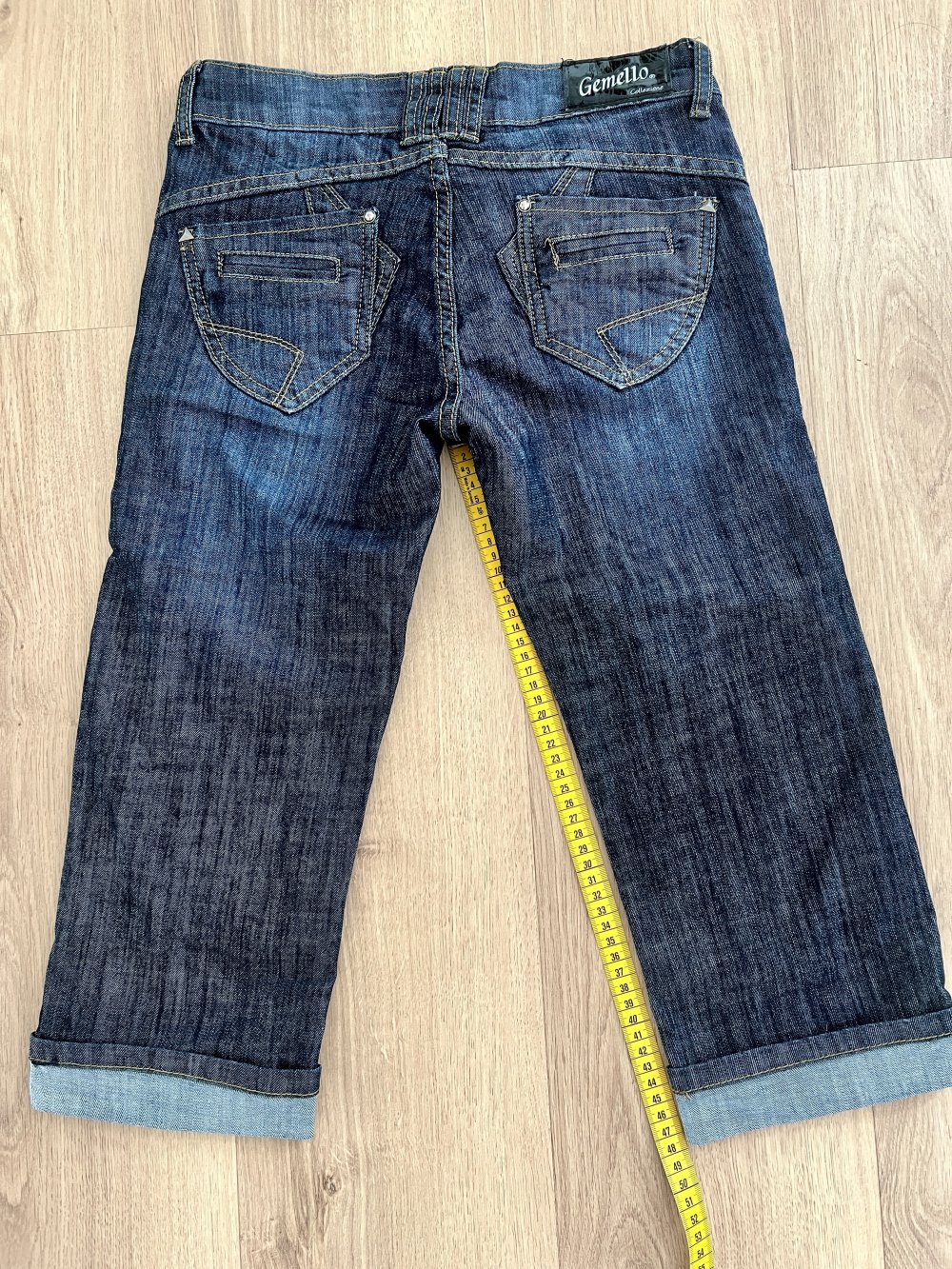 Sexy Damen 3/4 Jeans Hüfthose Denim Sommer Dunkelblau XS/S