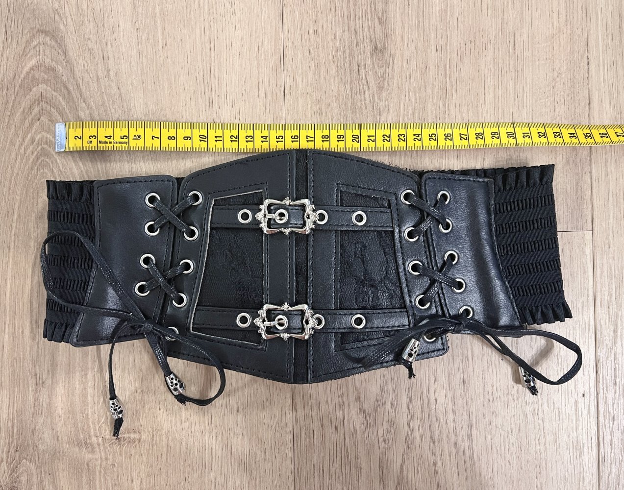 Gothic Damen Stretch Taillengürtel Spitze Schnalle Schnürung XS/S