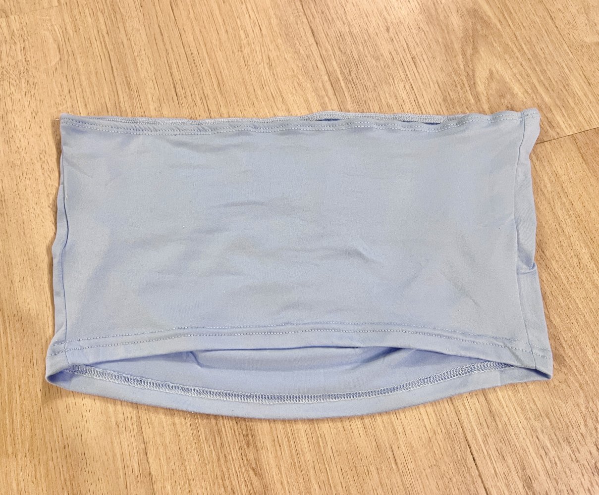 Sexy Damen einzigartiges Schriftzug Bandeau trägerloses Tube bauchfreies Crop Top Hellblau XS