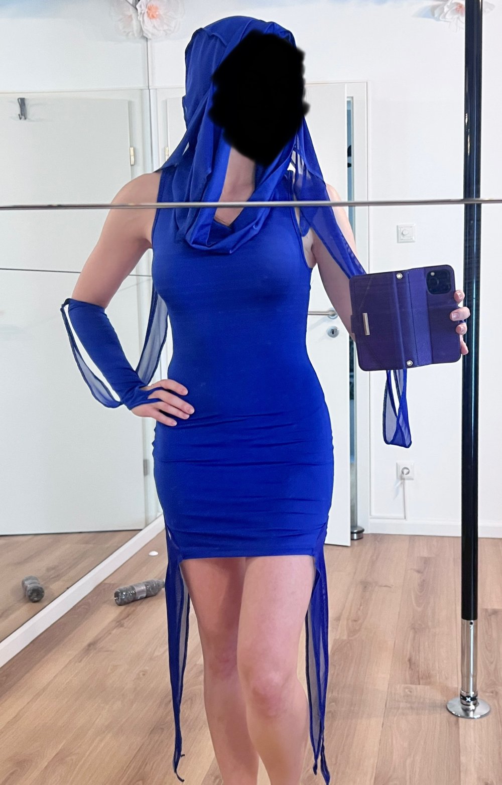 Damen extravagantes Bodycon Minikleid Königsblau XS Rave Clubwear