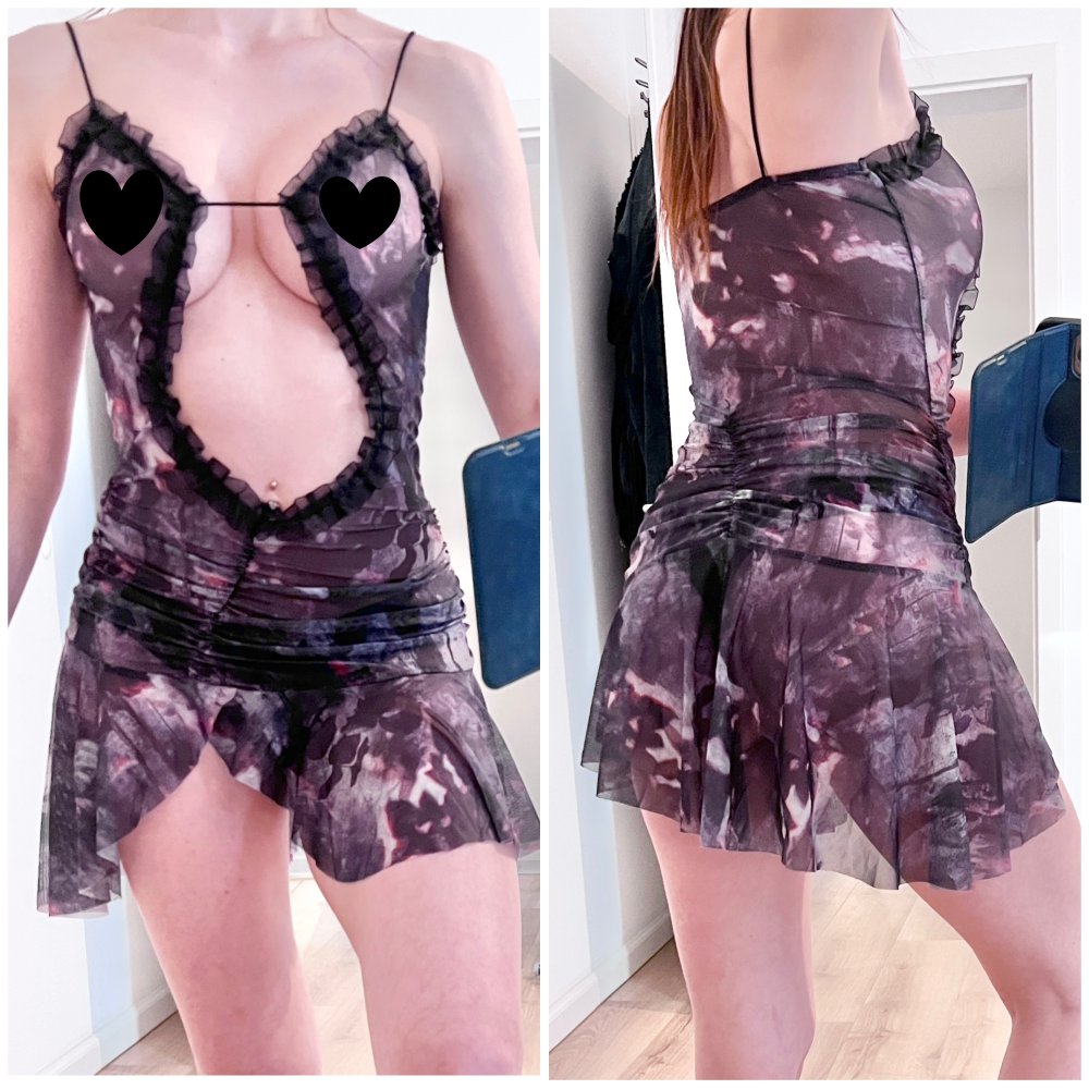 Sexy Damen durchsichtiges Mesh Minikleid Cut-Out Ausschnitt XS/34
