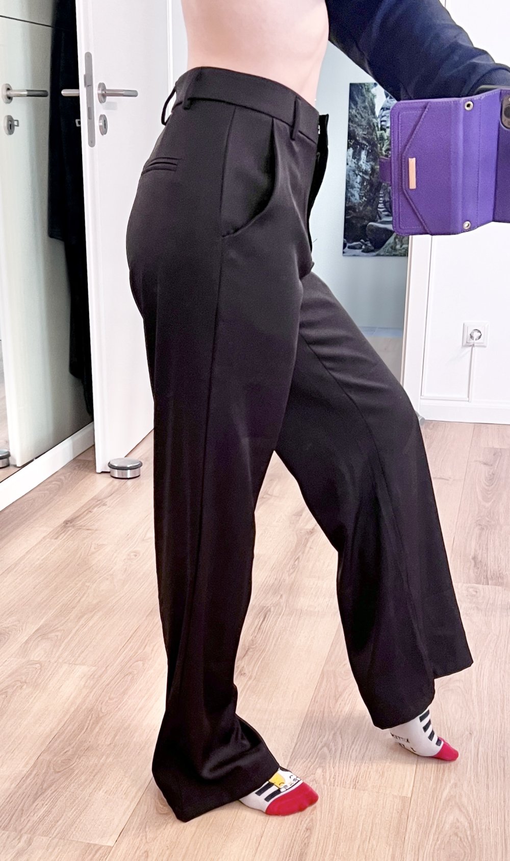 Damen Sexy Elegante, weite leichte High Waist Chino Anzughose XS/34