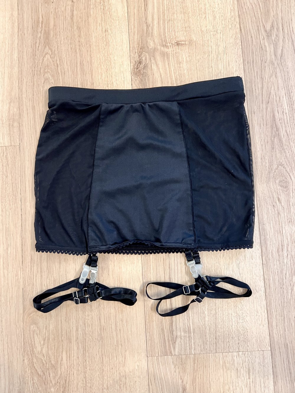 Sexy Damen Mesh Patchwork Minirock Straps Halter Schwarz XS/S