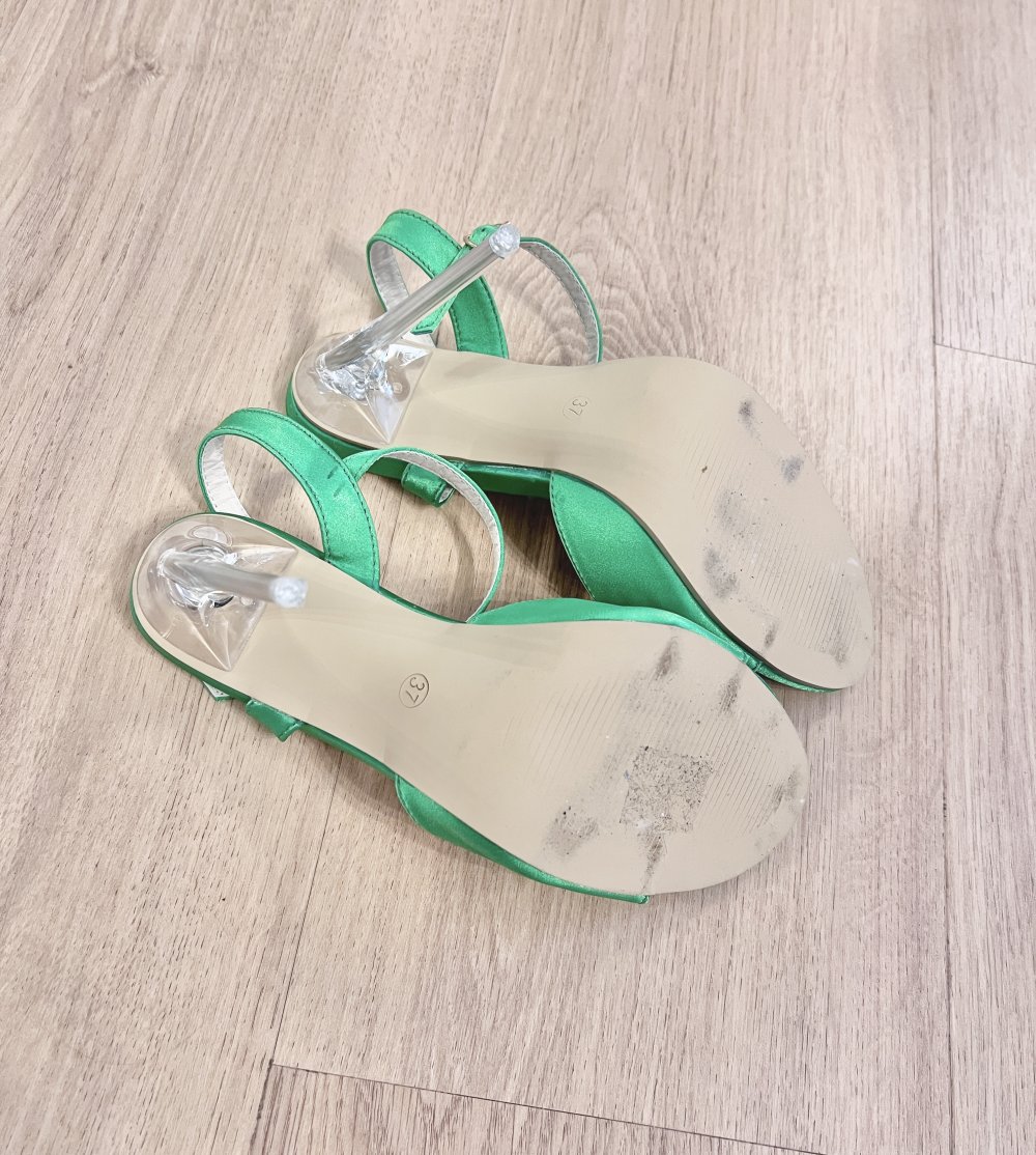 Sexy Damen Satin Knallig grüne High Heels 12,5cm Stilettos 37