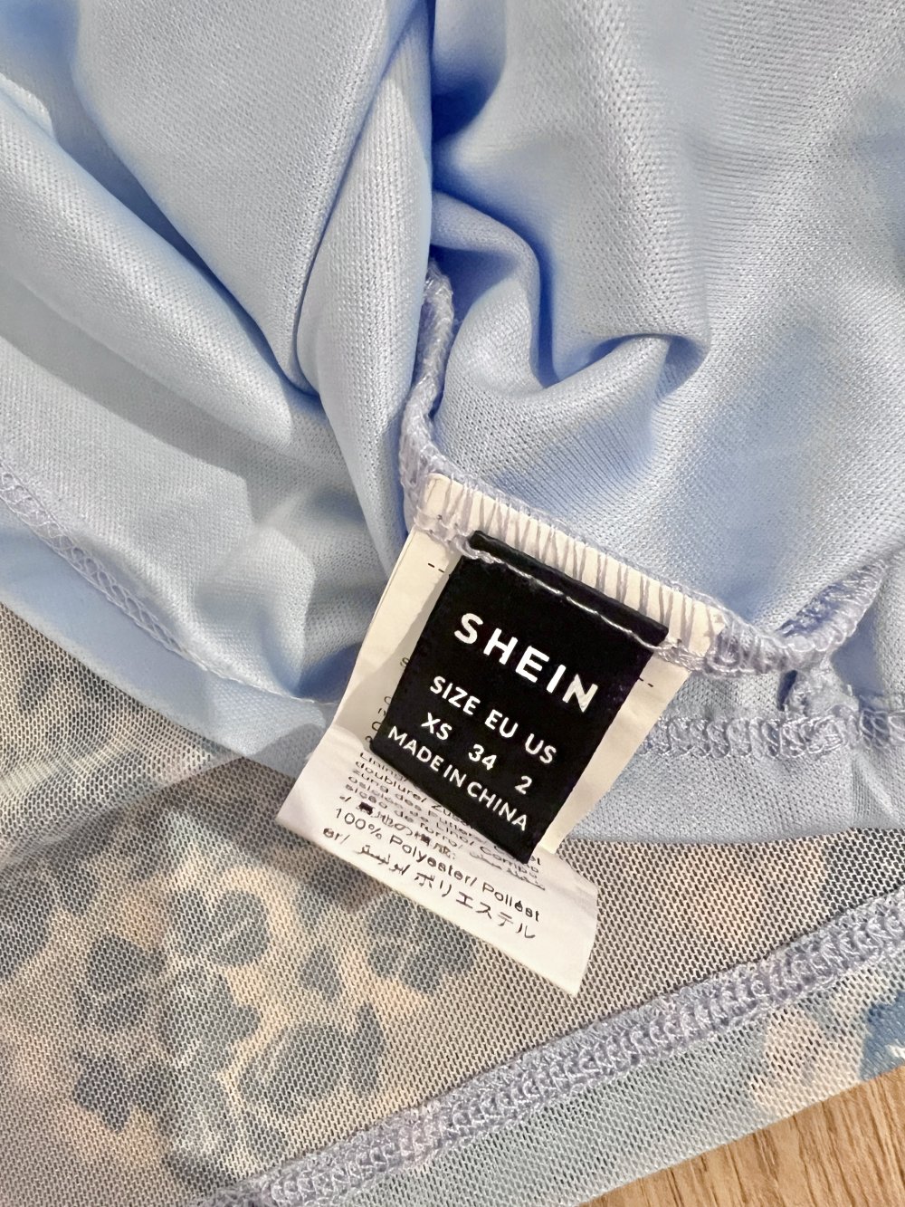 Süßes Damen Mesh Sommer Geblümtes Minikleid Blau XS/34