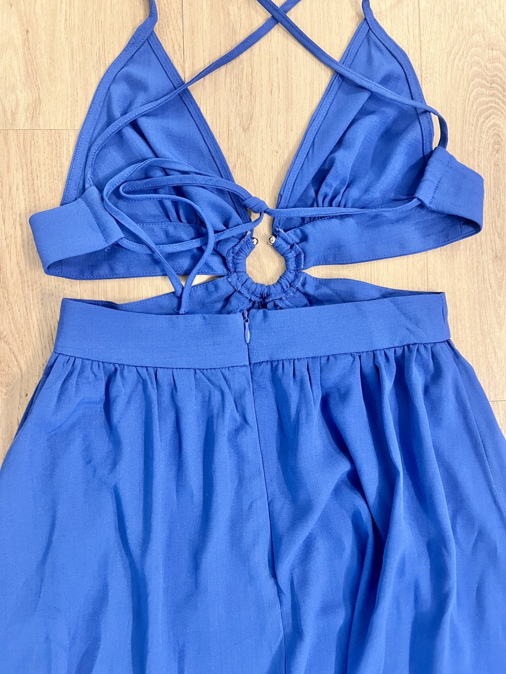 Sexy Damen Sommer Cut-Out Maxikleid Königsblau mit 2 Schlitzen Rückenfrei XS/34