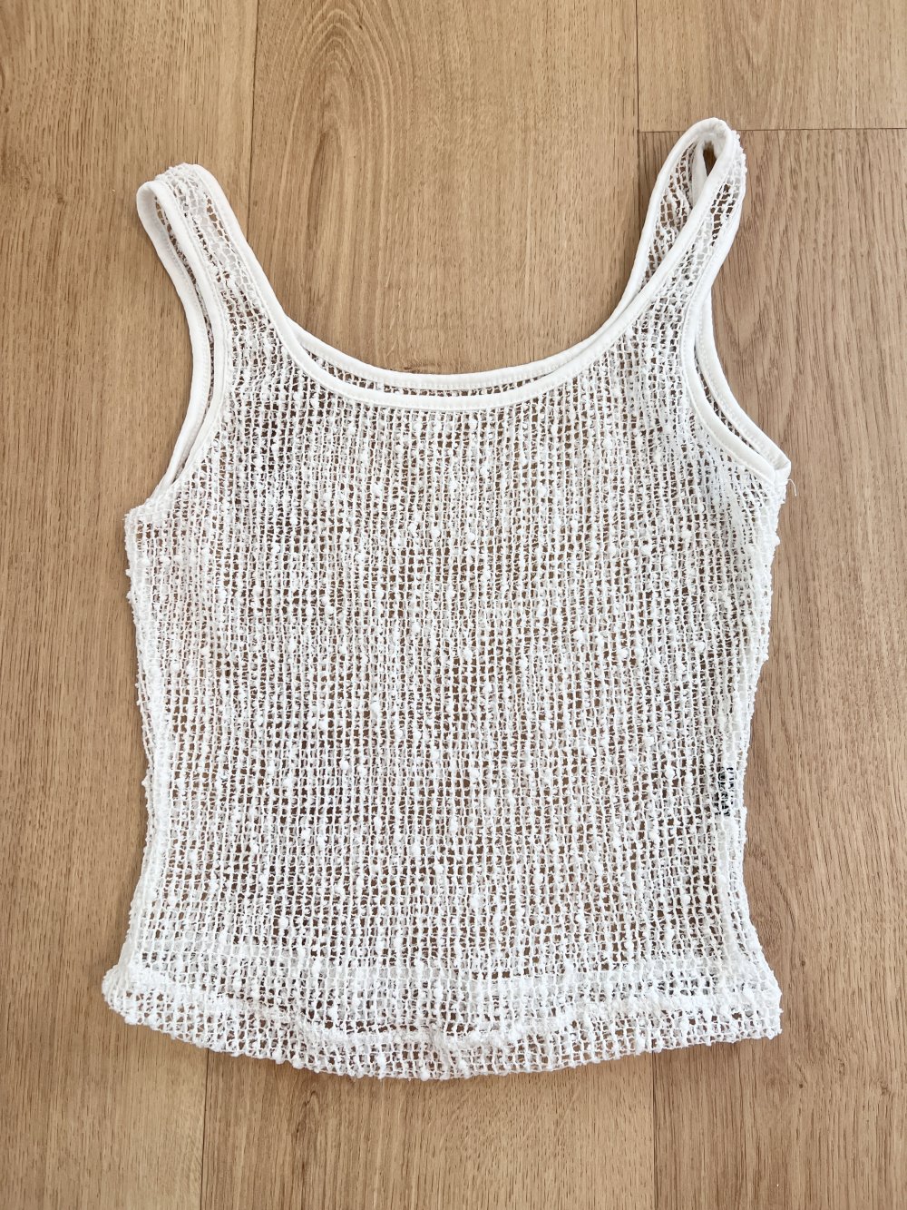 Sexy Damen durchsichtiges Netz Crop Top Pailetten Weiß XS